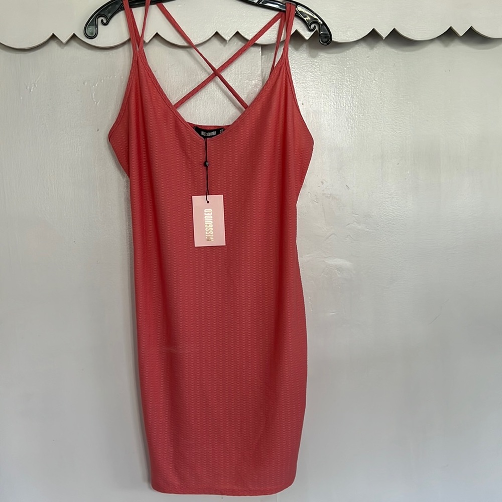Missguided Crossback Bodycon Mini Summer Coral Dress NWT - Size 10